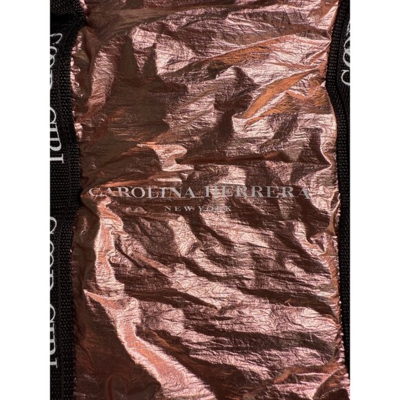 Carolina Herrera Good Girl Rose Gold Metallic Tote Bag With Black Straps & Inner - Picture 4 of 4